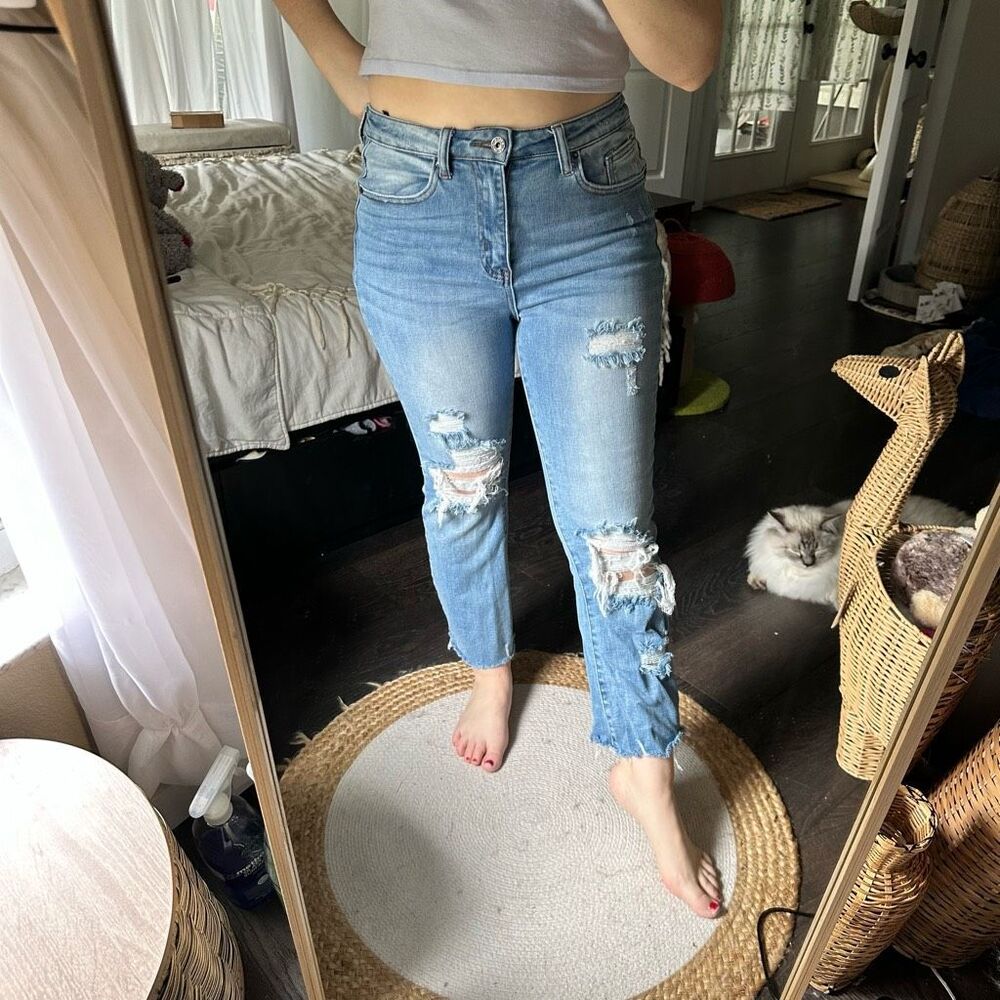 Risen Women’s 28 Blue Denim Play My Music Straight Leg Jeans